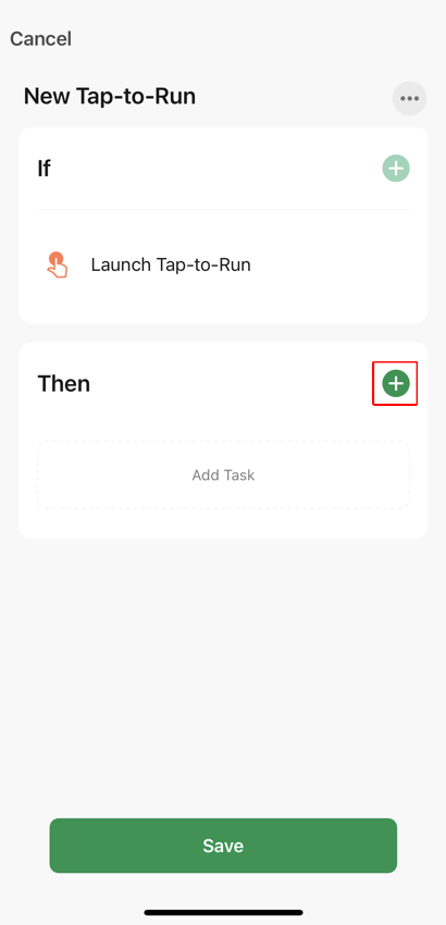 Set up task screen